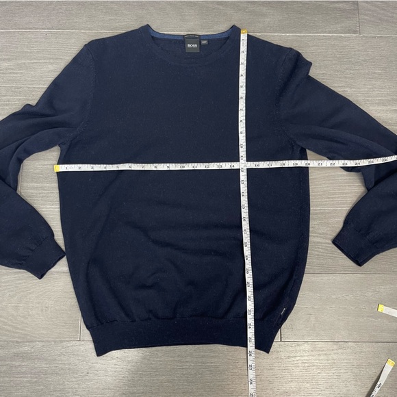Hugo Boss Men’s Botto Crewneck Virgin Wool Pullover Sweater Navy Blue Italian L - Picture 12 of 12